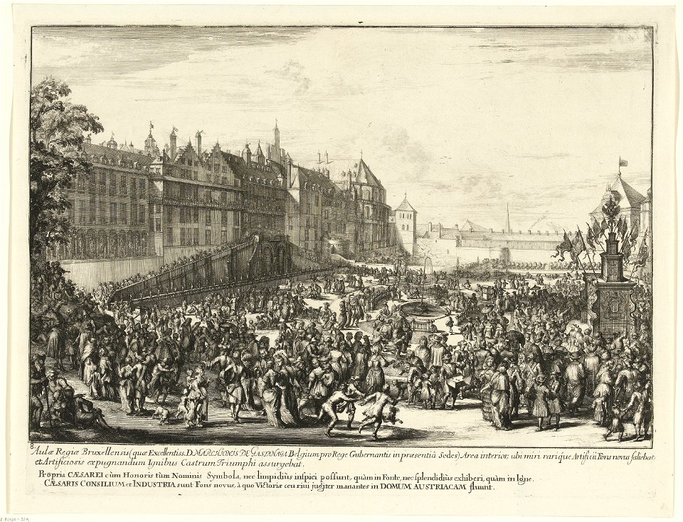 Viering van de overwinning in de paleistuin, 1686, Romeyn de Hooghe, 1686 - 1687