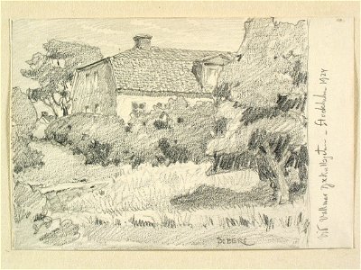 Vid Wollmar-Yxkullsgatan Stockholm, Södermalm.Teckning av Ferdinand Boberg - Nordiska museet - NMA.0090954