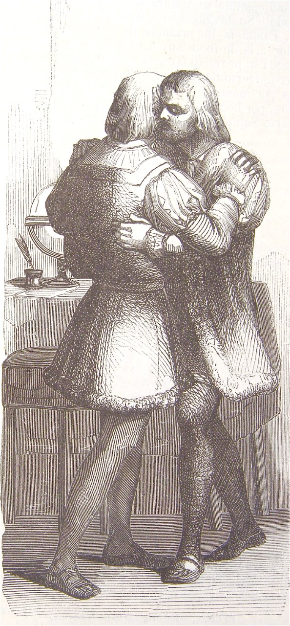 Vida y viajes de Cristobal Colón, 1851 Colón abrazó al bravo Mendez... (3820337476)