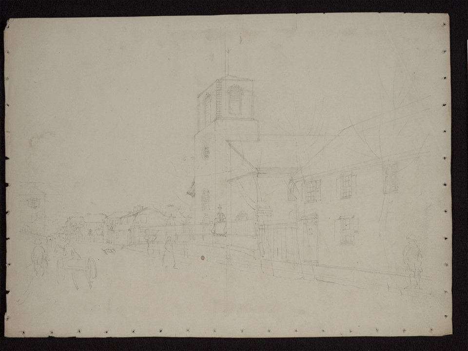 View of a street in the city of Charleston, South Carolina, with a church at center LCCN2009631970