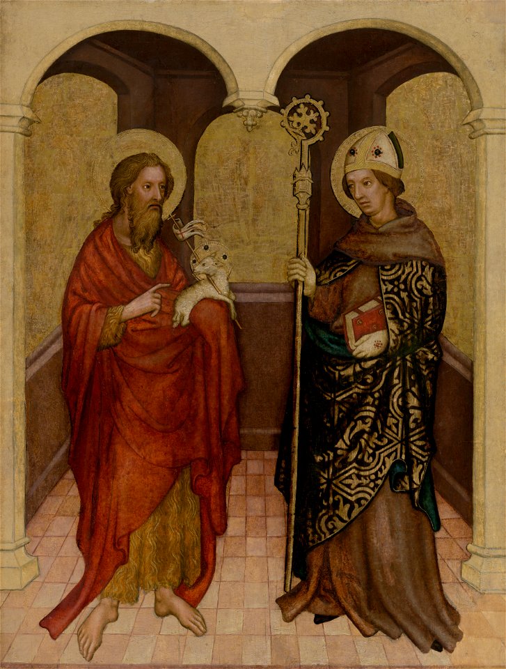 Viedenský maliar - Tabuľa so sv. Jánom Krstiteľom a sv. biskupom (sv. Vojtech^) - O 6712 - Slovak National Gallery