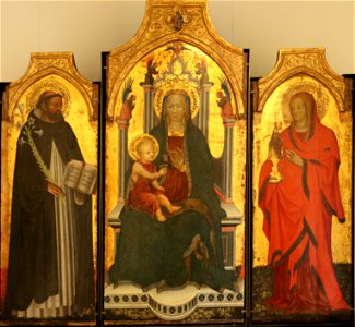 Vierge et Enfant, saint Dominique, sainte Madeleine. Free illustration for personal and commercial use.