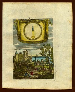 View of an eclipse of the sun, 1719. Free illustration for personal and commercial use.