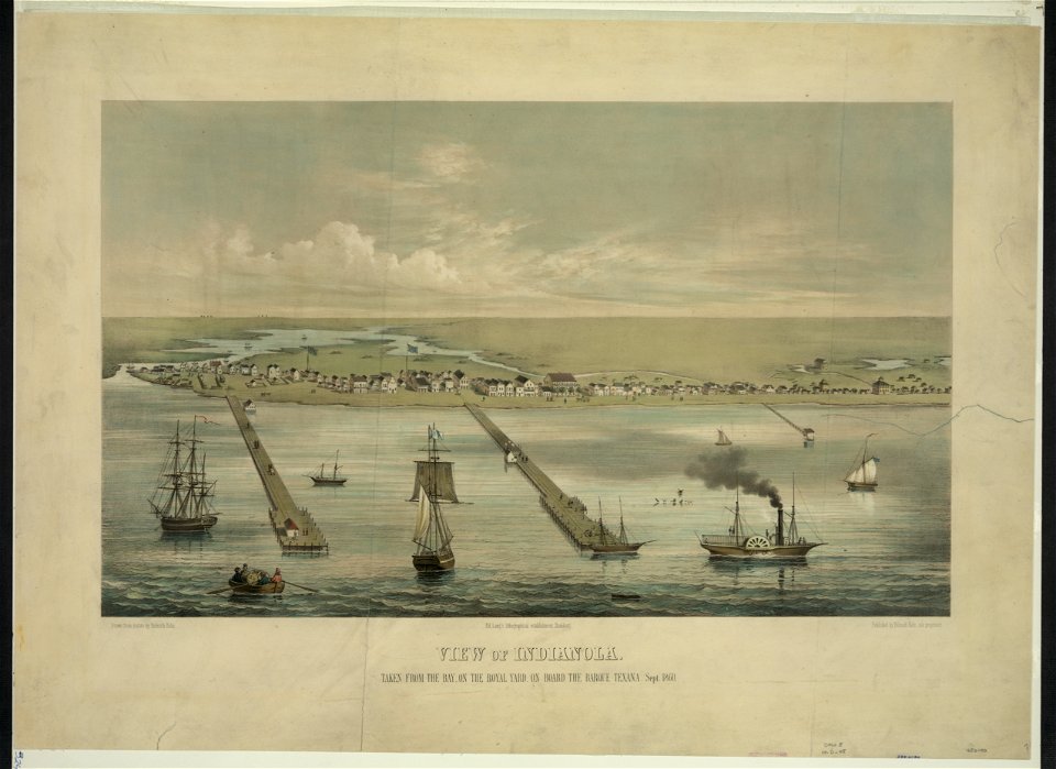 View of Indianola. Taken from the bay, on the Royal Yard, on board the barque Texana, Sept. 1860 - drawn from nature by Helmuth Holtz ; Ed. Lang's lithographical establishment, Hamburg. LCCN93515580