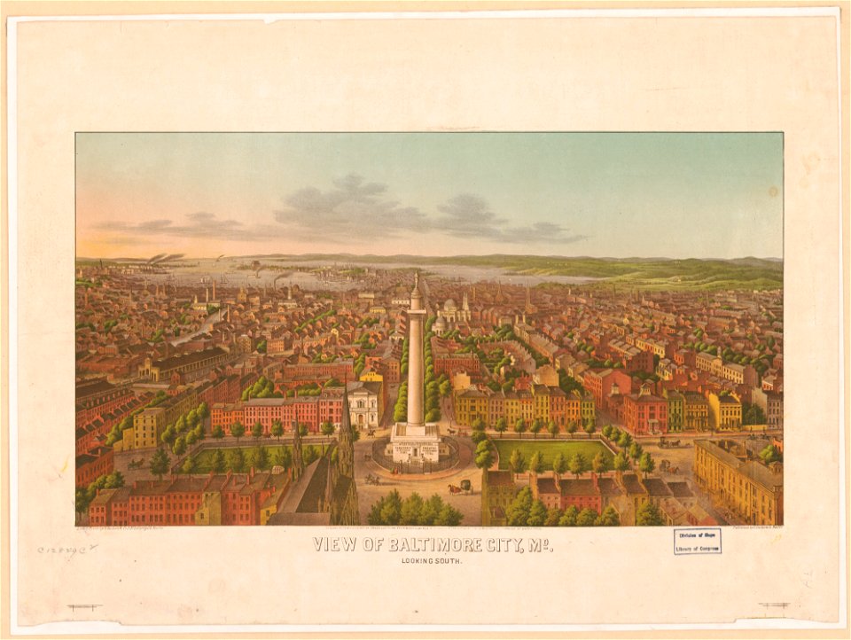 View of Baltimore City, Md., looking South - lith. & print by E. Sachse & Co. 5 N. Liberty St. Balto. LCCN2012648855