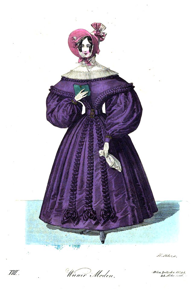 Viennese fashion, 1836-8. Free illustration for personal and commercial use.