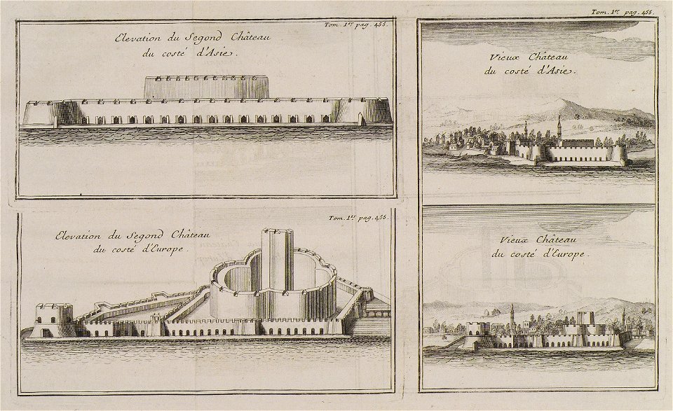 Vieux Château du costé d'Asie Elevation du segond Château du costé d'Asie Vieux Château du costé d'Europe Elevatio - Tournefort Joseph Pitton De - 1717