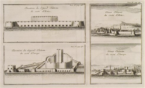 Vieux Château du costé d'Asie Elevation du segond Château du costé d'Asie Vieux Château du costé d'Europe Elevatio - Tournefort Joseph Pitton De - 1717