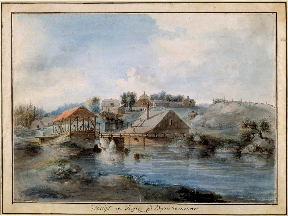 View from the Bernshammar Sawmill (Pehr Nordquist) - Nationalmuseum - 24158