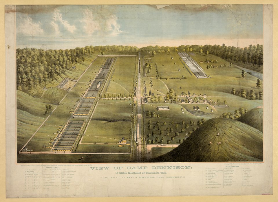 View of Camp Dennison- 16 miles northeast of Cincinnati, Ohio - lithographed by Middleton, Strobridge & Co., Cincinnati, Ohio. LCCN2013645282