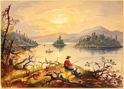 View from Eagle Island, Adirondacks (Lower Saranac Lake) 2 (Boston Public Library)