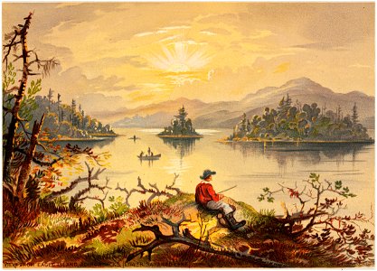 View from Eagle Island, Adirondacks (Lower Saranac Lake) (Boston Public Library)