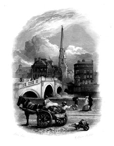 View of Ayr engraving by William Miller after John Faed. Free illustration for personal and commercial use.