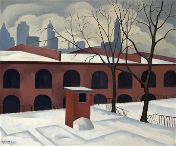 View from Brooklyn by George Ault (1927). Free illustration for personal and commercial use.