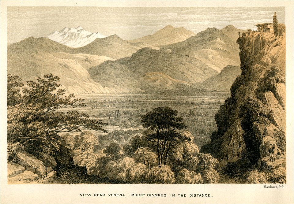 View near Vodena, - Mount Olympus in the distance - Walker Mary Adelaide - 1864