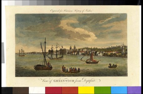 View of Greenwich from Deptford. Engraved for Harrison's History of London RMG PU2193
