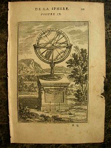 View of an armillary sphere on a pedestal, 1683