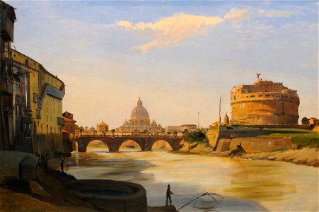 View of the Castel Sant'Angelo, Rome (by Ippolito Caffi)