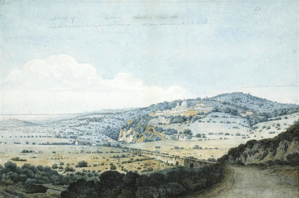 View of Ariccia by Thomas Jones, 1777, watercolor and pencil
