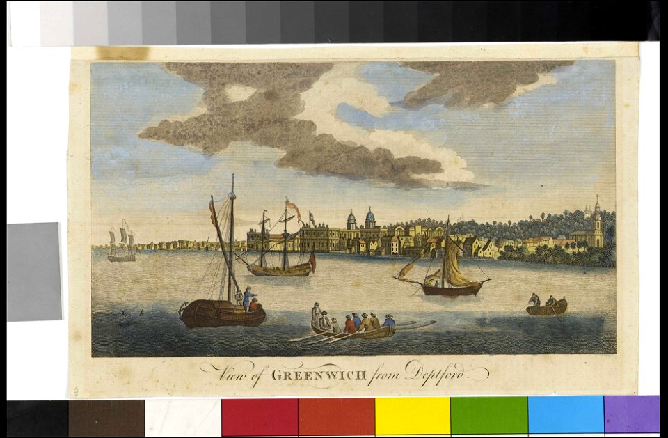 View of Greenwich from Deptford. Engraved for Harrison's History of London. RMG PU2194