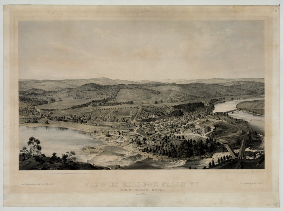 View of Bellows Falls Vt. From Table Rock. June, 1855 LCCN2003680687