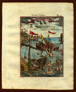 View of coral-divers, 1719. Free illustration for personal and commercial use.