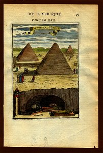 View of pyramids and mummies, 1683. Free illustration for personal and commercial use.