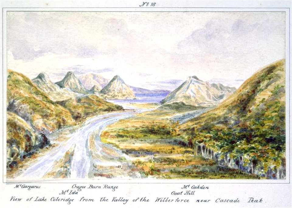 View of Lake Coleridge from the Valley of the Wilberforce near Cascade Peak