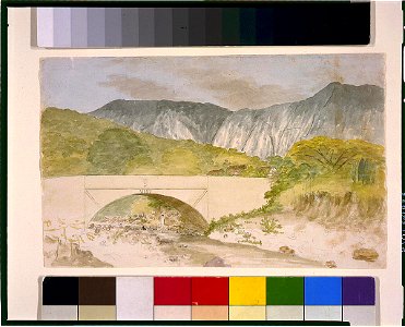 View of river with bridge LCCN96516477