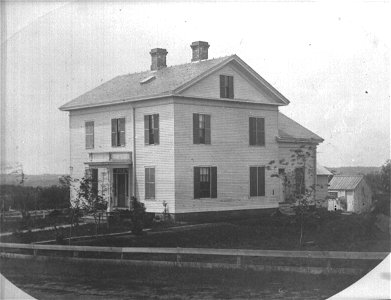 View of President Ballou's house in its orginal position