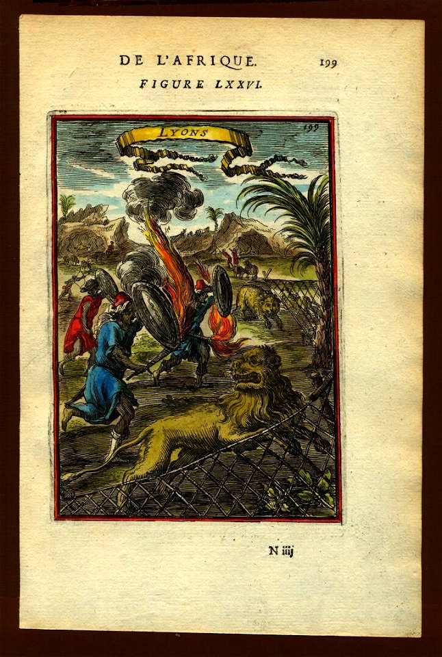 View of lions (being hunted), 1683