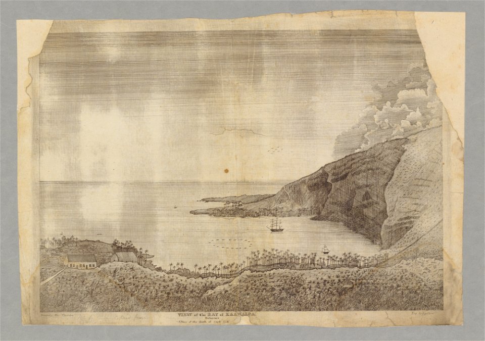 View of the Bay of Kaawaloa, ca. 1835. Drawn by Miss Thurston, engraved by Kepohoni (2)