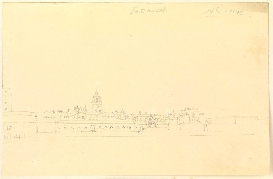 View of Portsmouth with the Round Tower and the church of St Thomas, 1830 RMG PZ0936