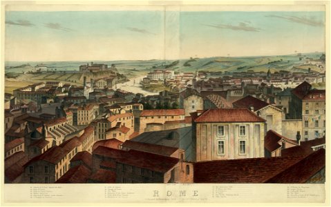 View of Rome, including the Villa Meolistrees, Sa. Maria dei Monti, Temple of Minerva Medica, the Coliseum, etc. LCCN2003677663