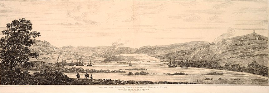 View of the Copper works, with part of Morris town, upon the Tawe near Swansea
