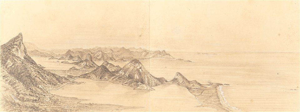 View of the Entrance to Rio Harbour from Mr Mobus a Boa Vista - Tijuca 1800 feet above level of the Sea 7th March 1855, da Coleção Brasiliana Iconográfica