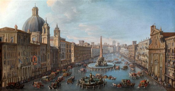 View of the flooded Piazza Navona, Rome (by Antonio Joli)