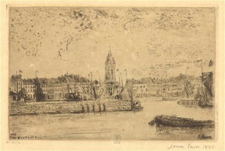 View of Ostend in the East, print by James Ensor, 1888, Prints Department, Royal Library of Belgium, S. II 53359