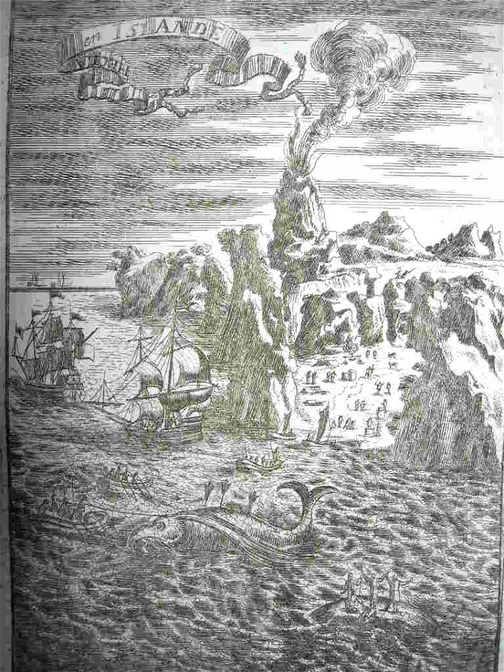 View of Mount Hekla (Iceland) erupting, 1718