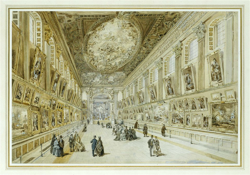 View of the Naval Gallery in the Painted Hall, Greenwich Hospital, in 1865 RMG PY4034