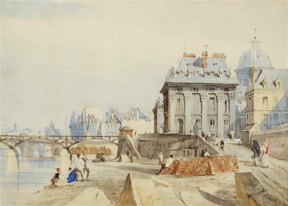 View of L'Institut de France and the Pont des Arts, Paris by Thomas Shotter Boys