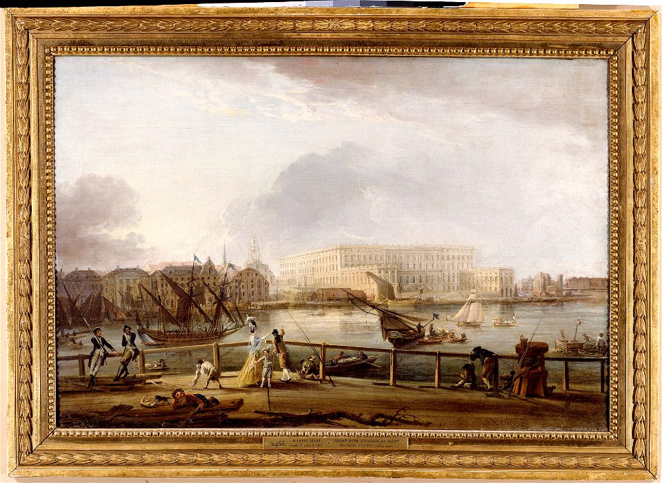 View of Stockholm Palace from the Skeppsholm Bridge (Elias Martin) - Nationalmuseum - 19516
