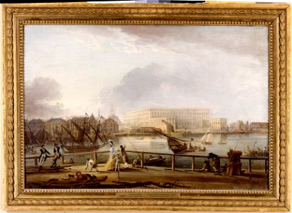 View of Stockholm Palace from the Skeppsholm Bridge (Elias Martin) - Nationalmuseum - 19516