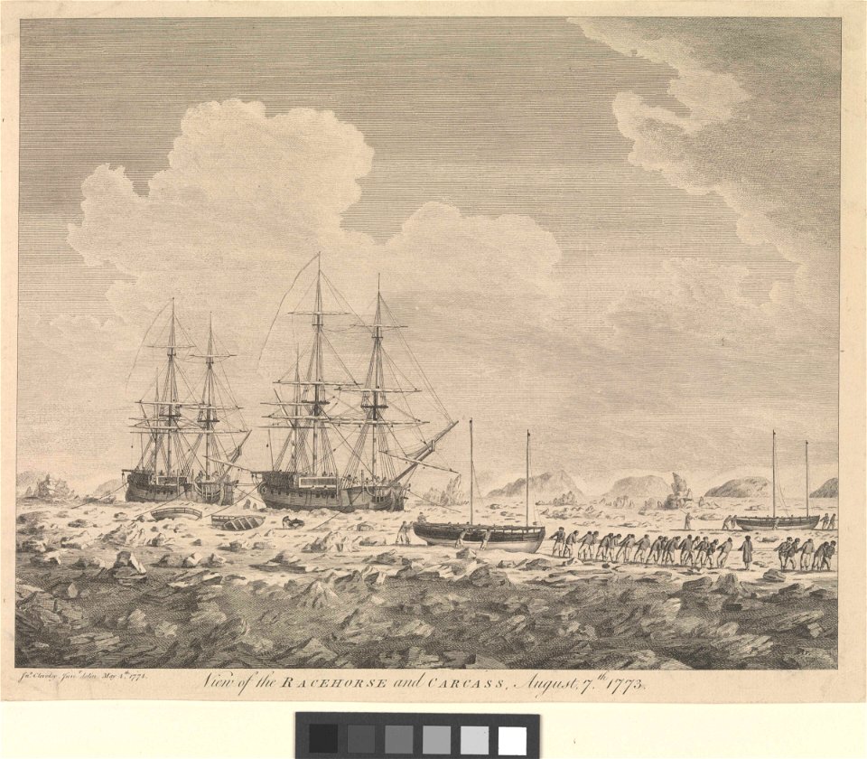 View of the Racehorse and Carcass August 7th 1773 RMG PW7944