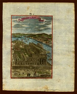 View of the gardens of Semiramis, Description de L'Universe (Alain Manesson Mallet, 1719). Free illustration for personal and commercial use.