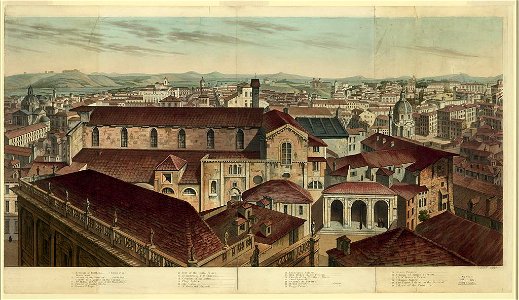View of Rome, including the Forum, the Temple of Jupiter Slator, the Tomb of Cecilia Metella, and the Church of St. Anastasea. LCCN2003677661