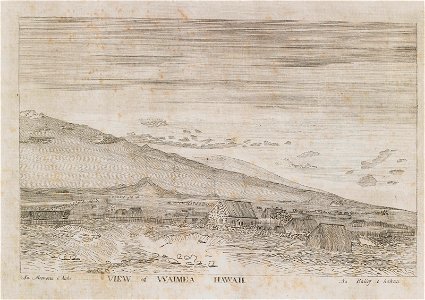View of Waimea, Hawaii. Drawn by Edward Bailey, engraved by Momona