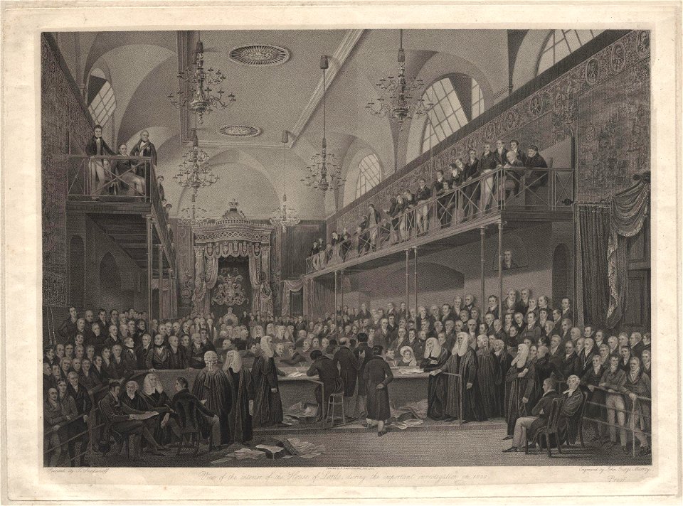 View of the interior of the House of Lords, during the important investigation in 1820 by John George Murray