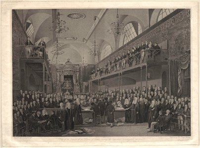 View of the interior of the House of Lords, during the important investigation in 1820 by John George Murray