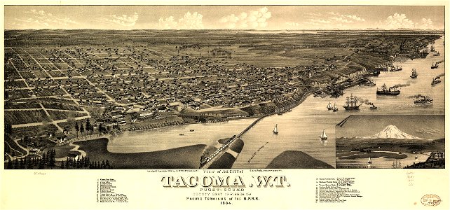 View of the city of Tacoma, W.T., Puget-Sound, county seat of Pierce Cty. 1884. LOC 75696668